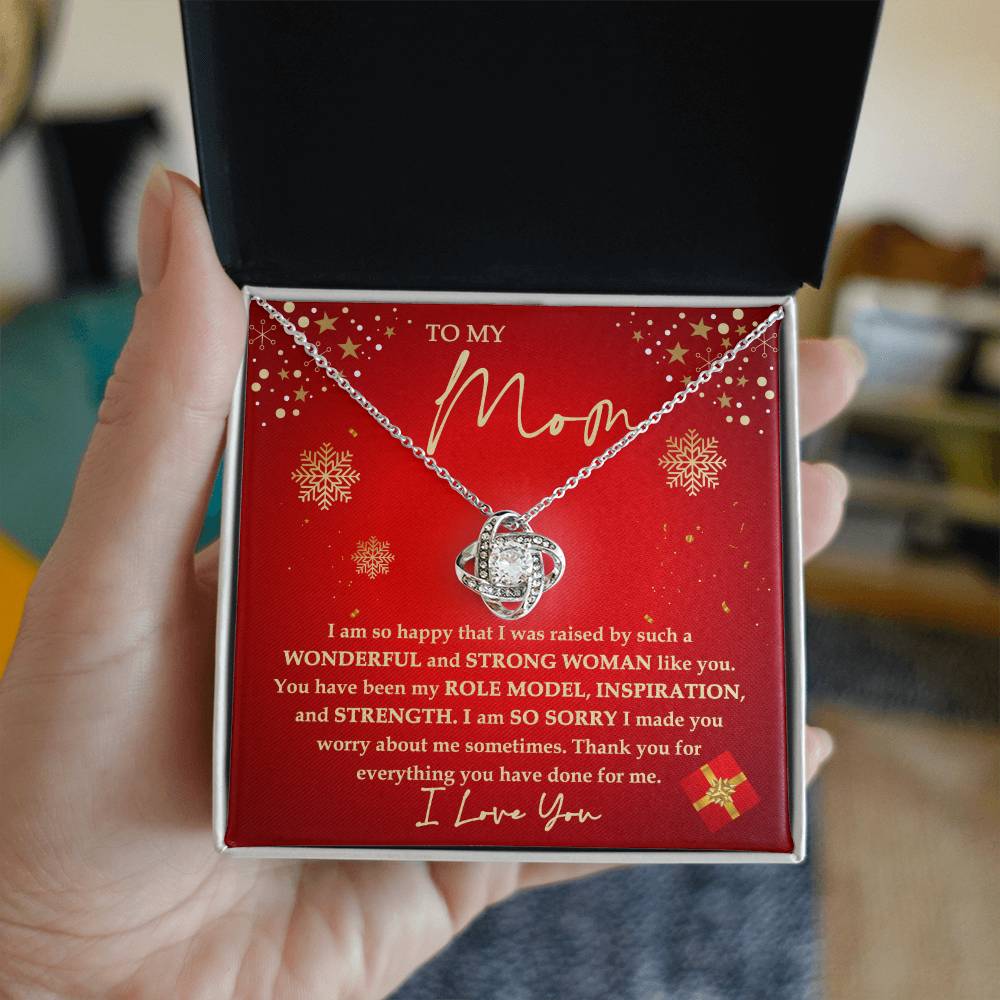 Mom - Strong Woman- Love knot Necklace