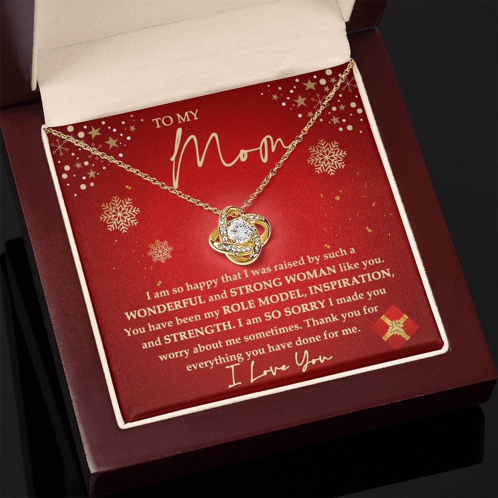 Mom - Strong Woman- Love knot Necklace