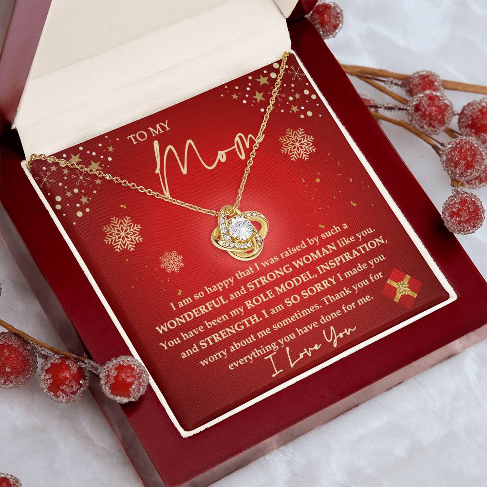 Mom - Strong Woman- Love knot Necklace
