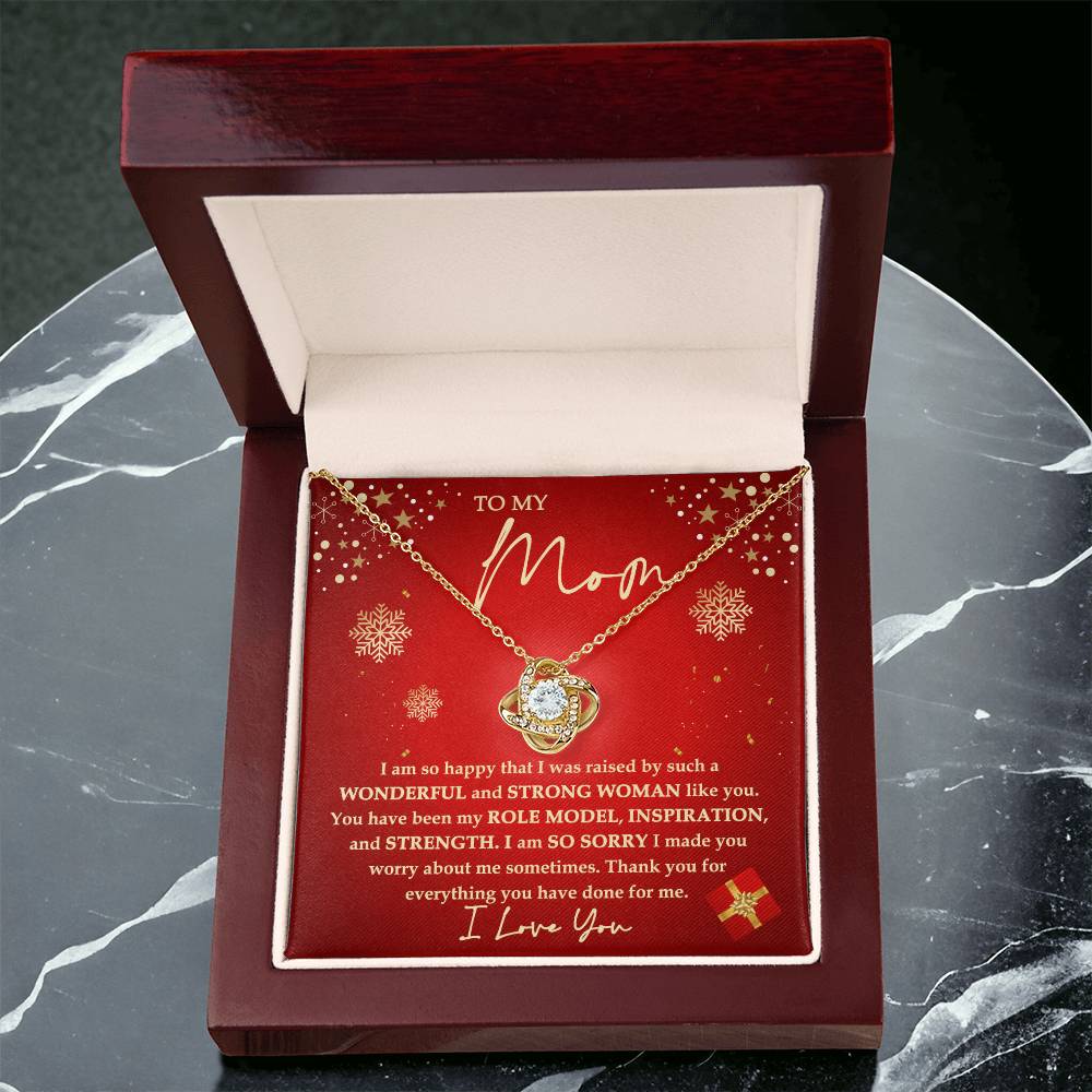 Mom - Strong Woman- Love knot Necklace