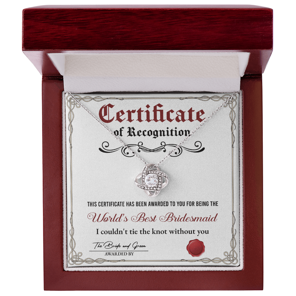 Bridesmaide certificate of recognition