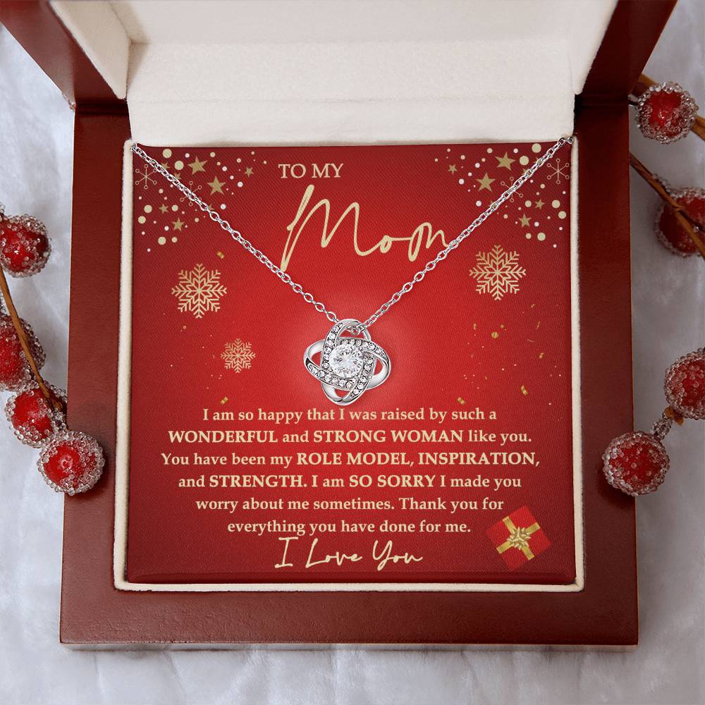 Mom - Strong Woman- Love knot Necklace