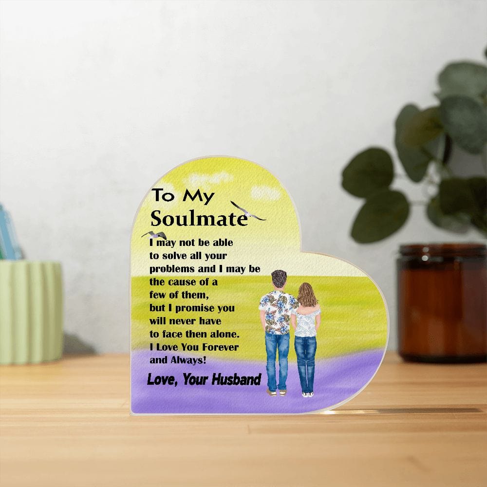 Printed Heart Shaped Acrylic Plaque Unique Gift for Soulmate