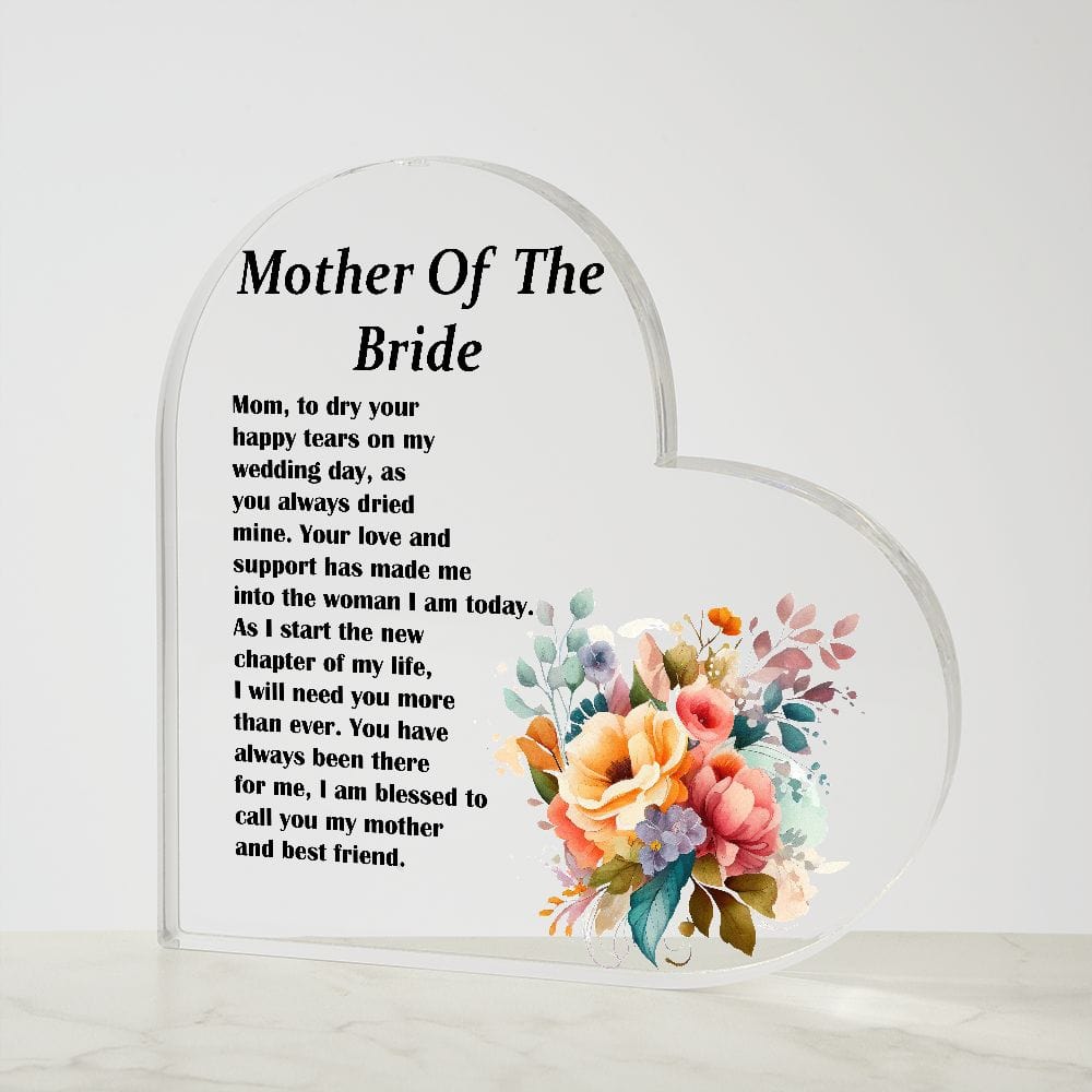 Printed Heart Shaped Acrylic Plaque Gift for Mother Of The Bride
