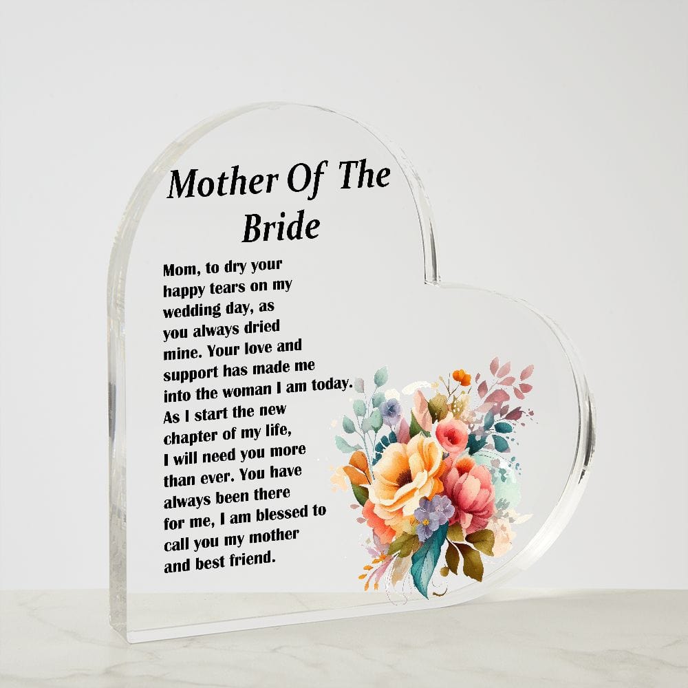Printed Heart Shaped Acrylic Plaque Gift for Mother Of The Bride