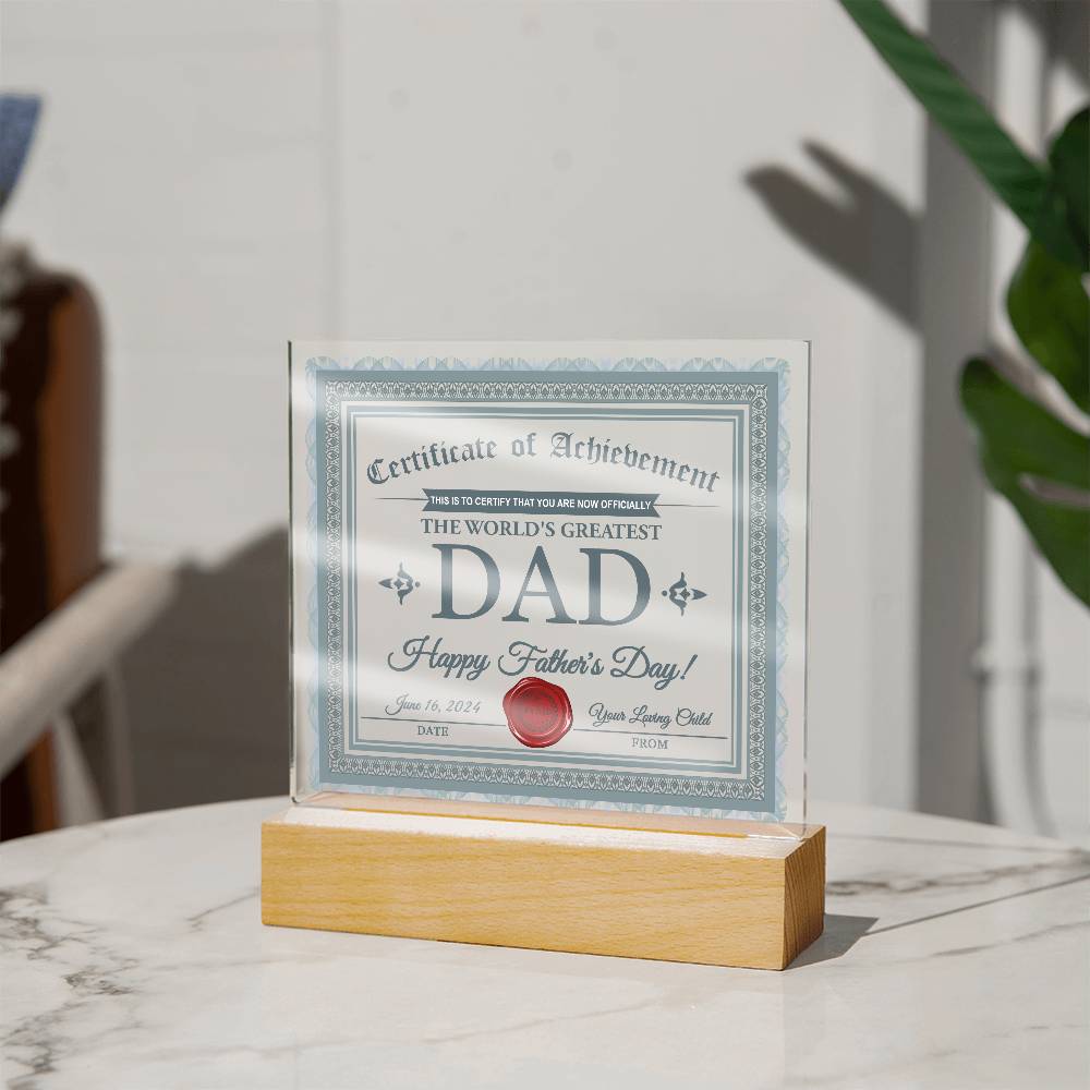 Dad-Certificate Of Achievement-Acrylic