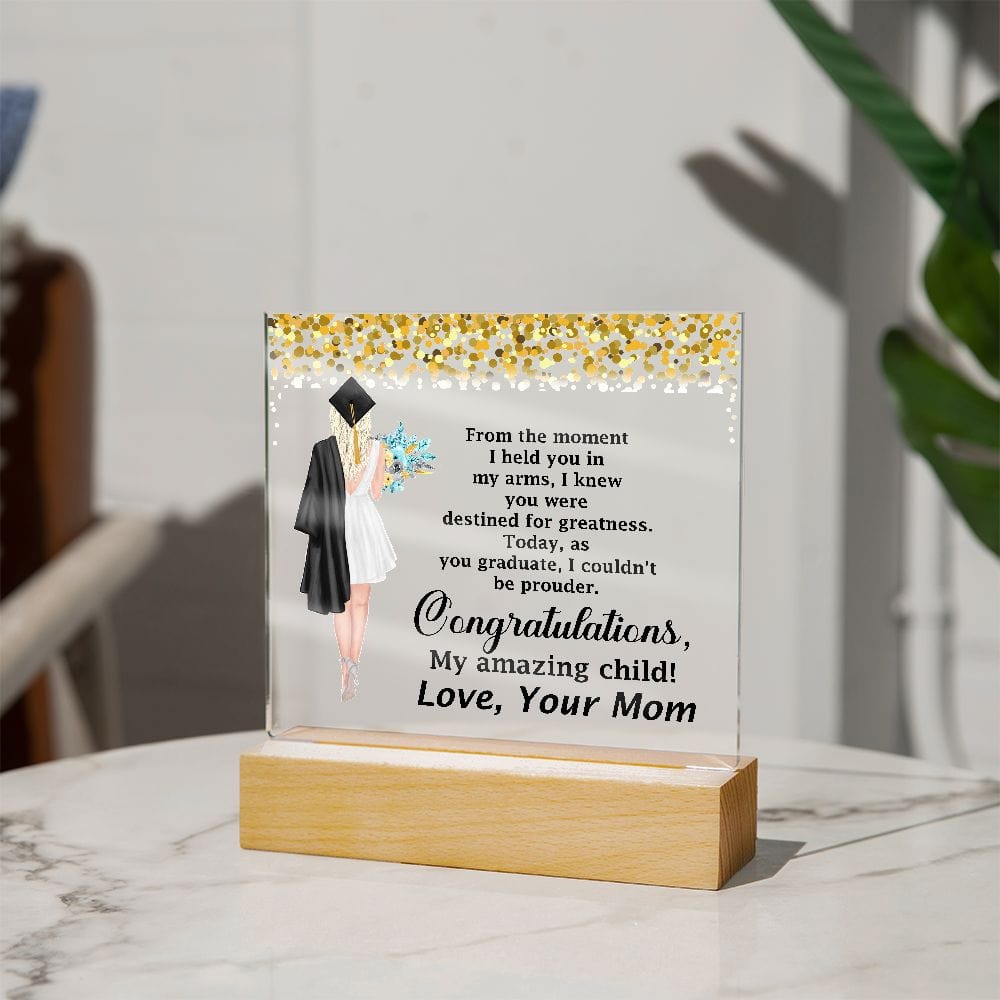 Square Acrylic Plaque Beautiful Gift For Daughter, Graduation Gift For Daughter