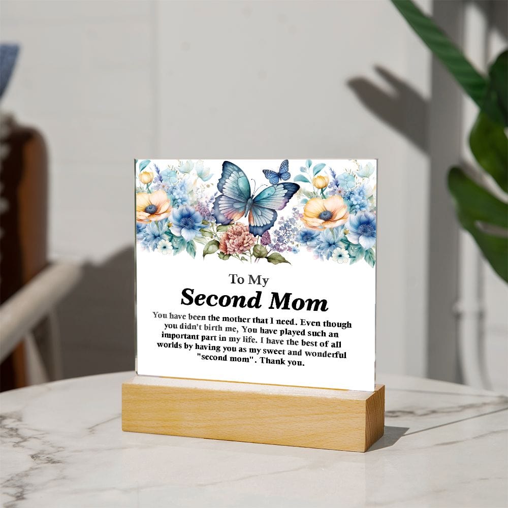 Best Gift For Second Mom, Square Acrylic Plaque Gift For Bonus Mom