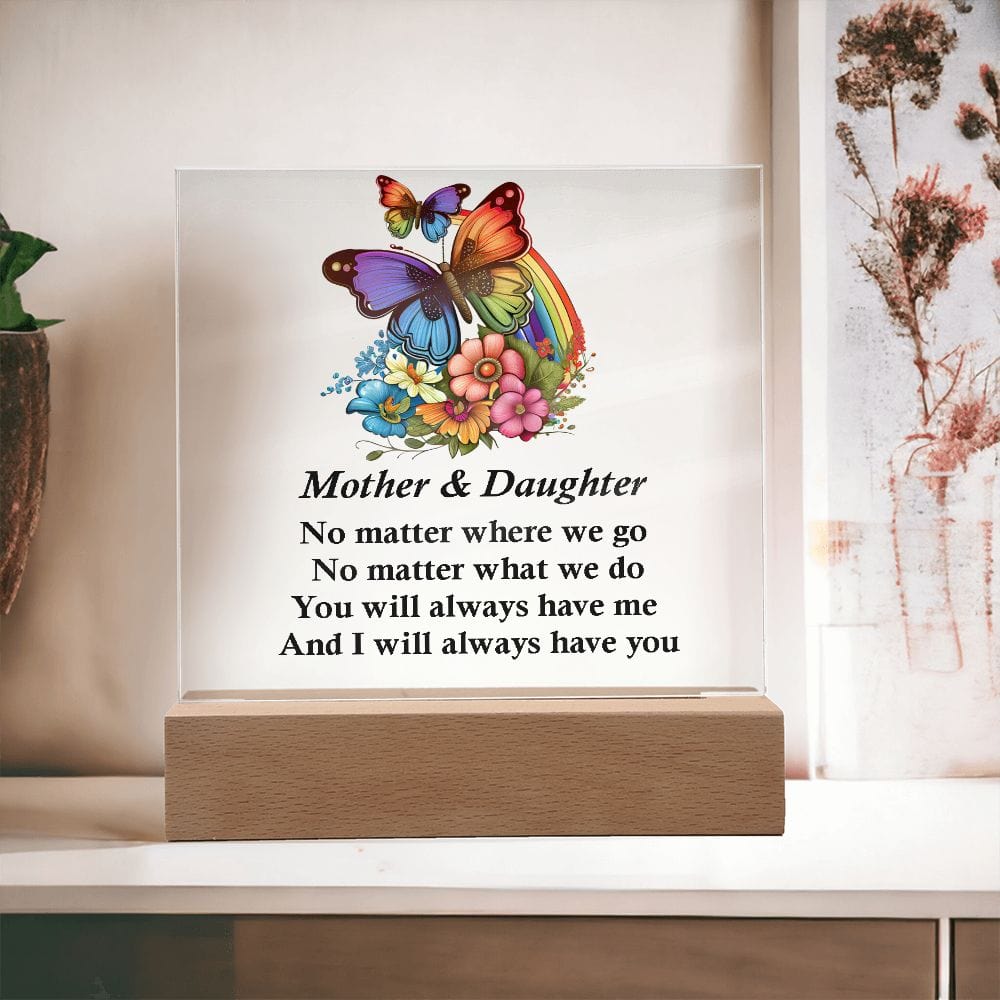 Excellent Gift for Mother and Daughter, Square Acrylic Plaque Gift For Mom