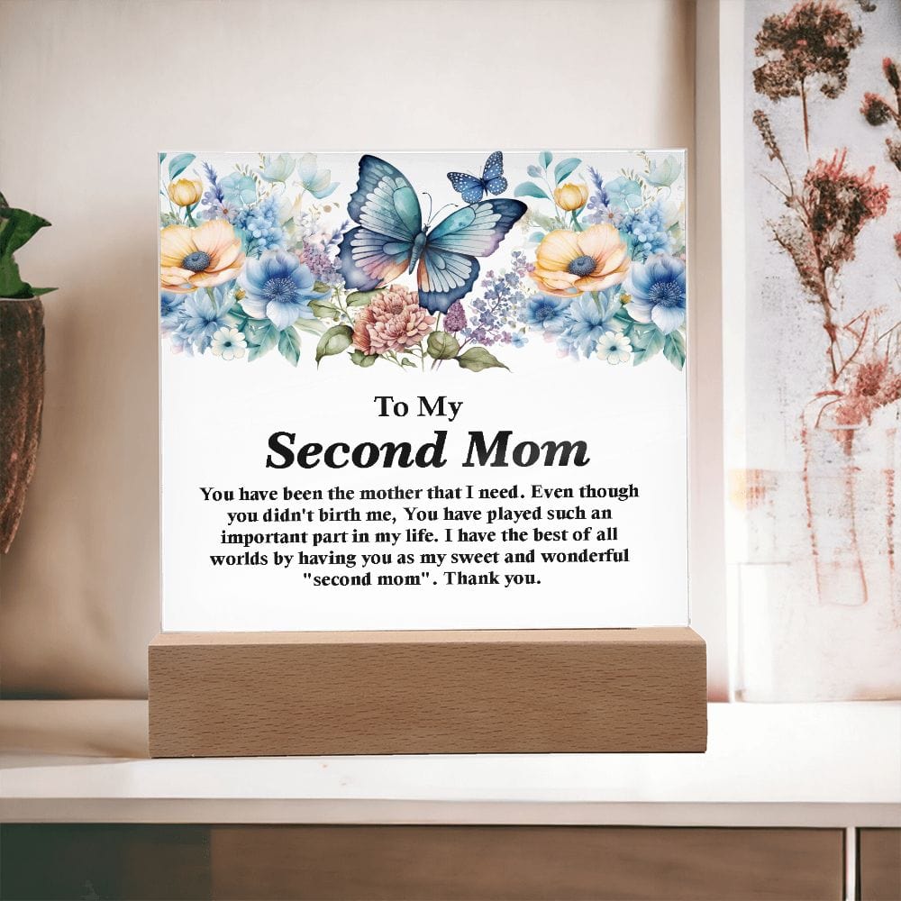Best Gift For Second Mom, Square Acrylic Plaque Gift For Bonus Mom