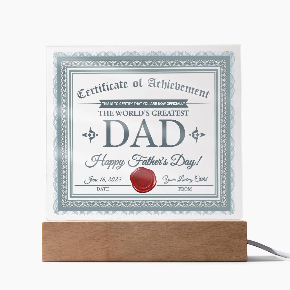 Dad-Certificate Of Achievement-Acrylic