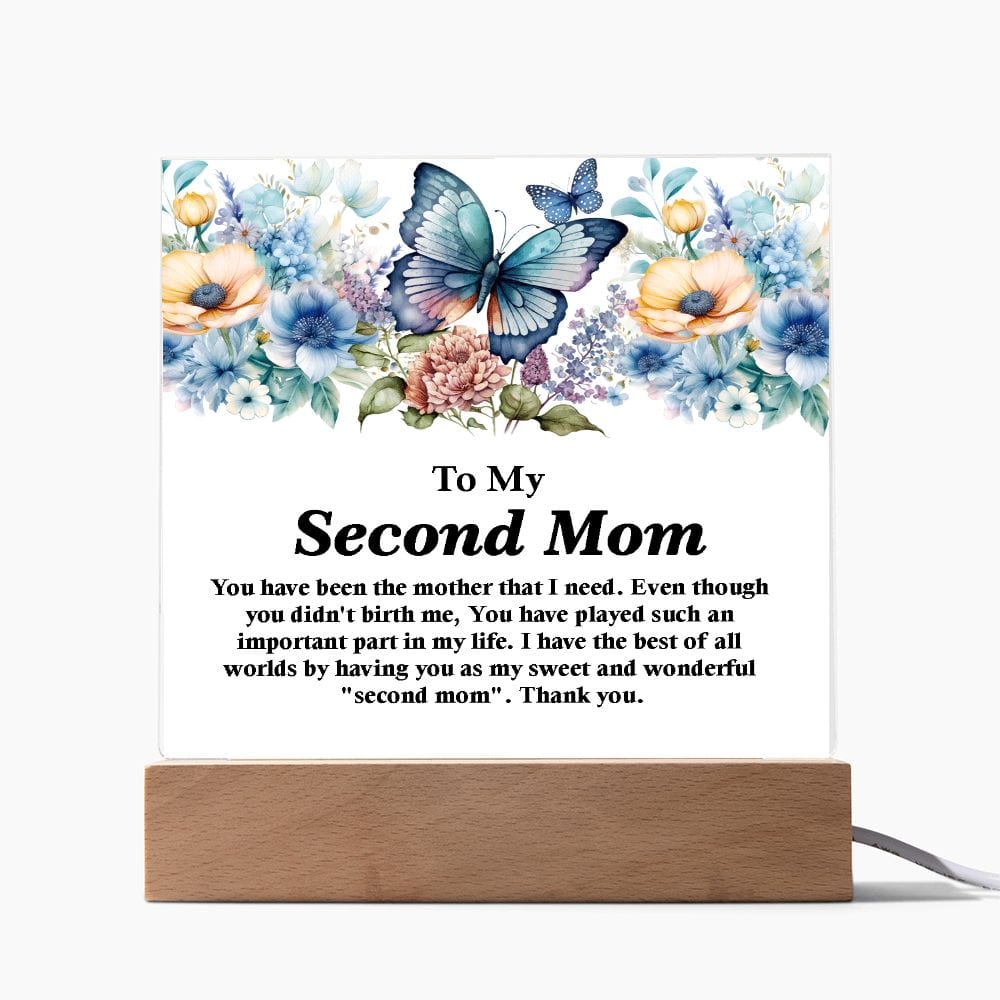 Best Gift For Second Mom, Square Acrylic Plaque Gift For Bonus Mom