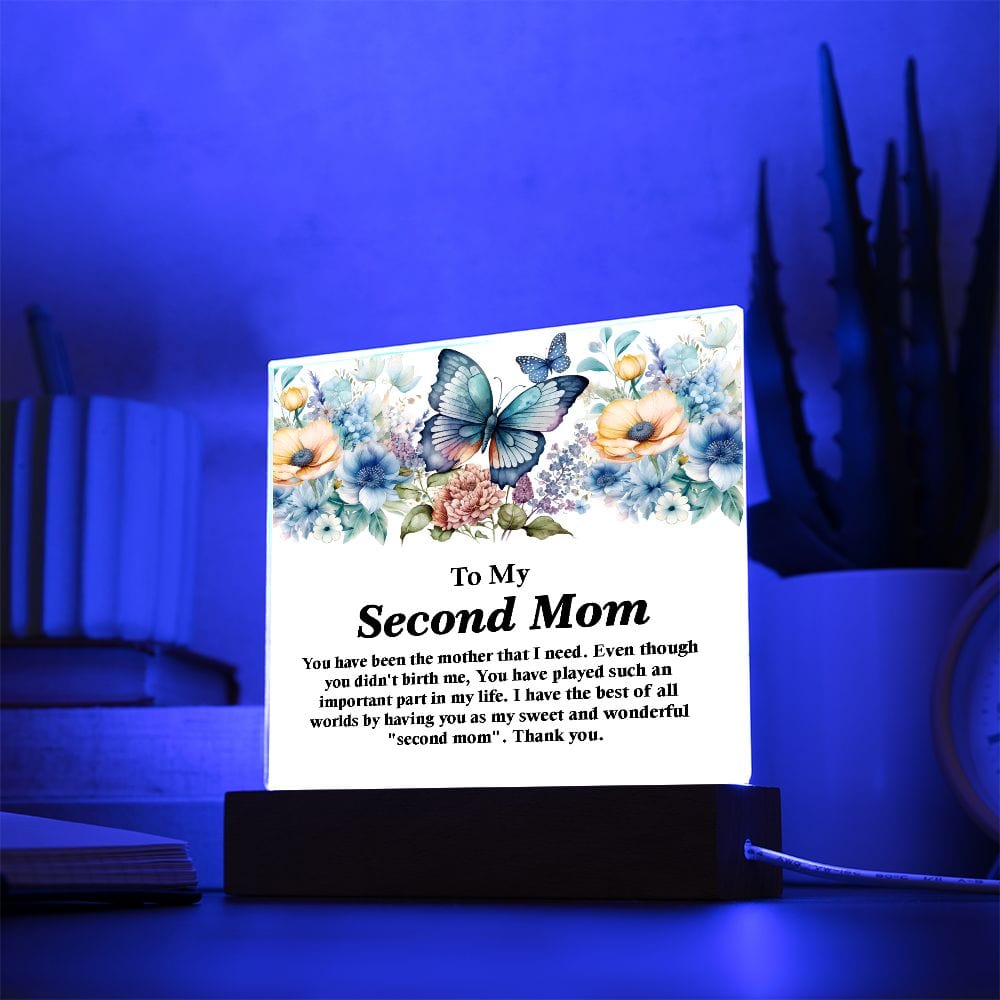 Best Gift For Second Mom, Square Acrylic Plaque Gift For Bonus Mom