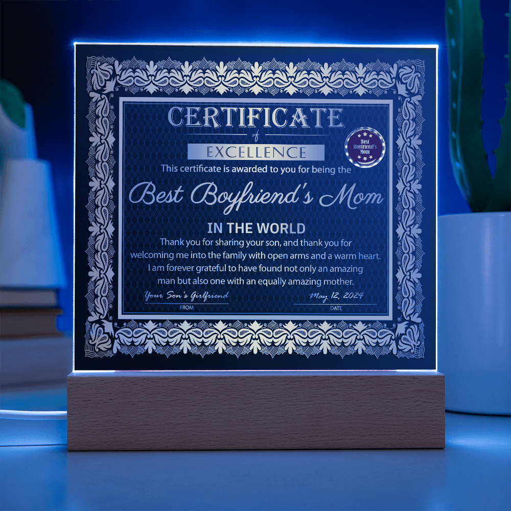 Boyfriend_s Mom certificate of excellence-Acrylic.
