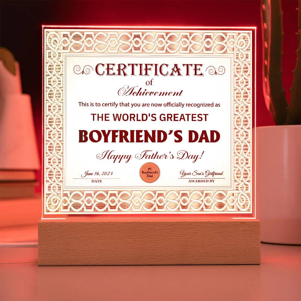 Boyfriend's Dad-Certificate of Achievement - Acrylic