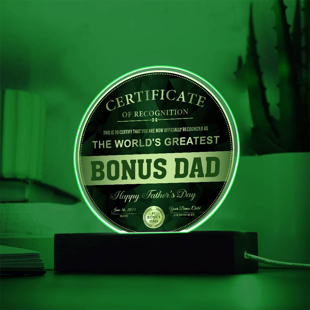 Bonus Dad-Certificate Of Recognition-Circle