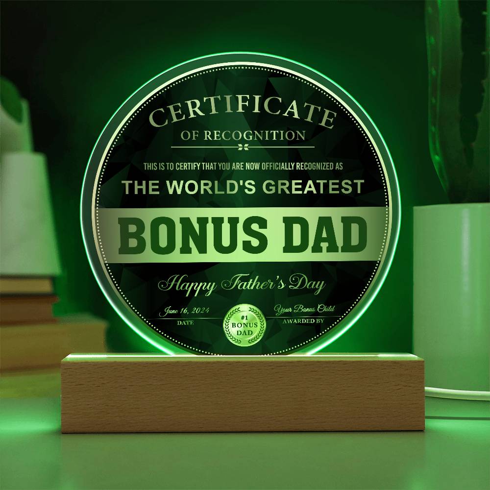 Bonus Dad-Certificate Of Recognition-Circle