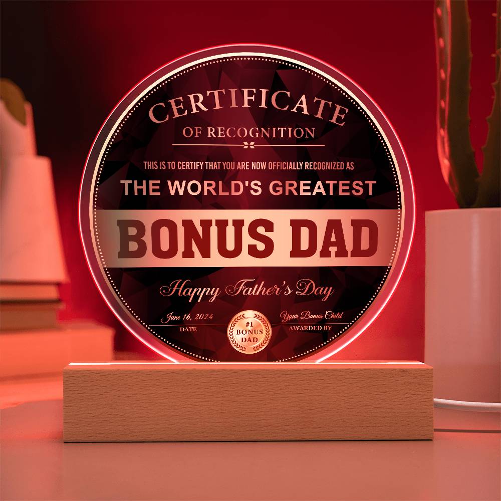 Bonus Dad-Certificate Of Recognition-Circle