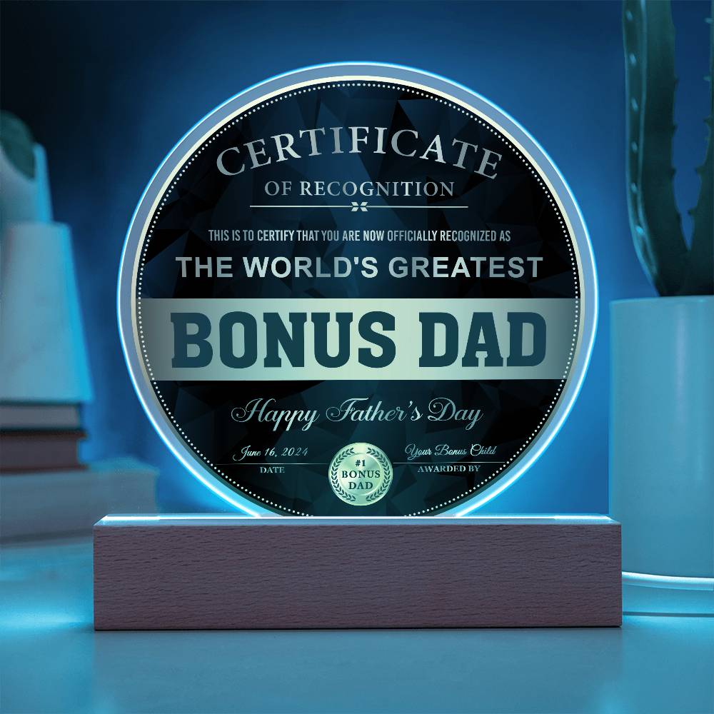 Bonus Dad-Certificate Of Recognition-Circle