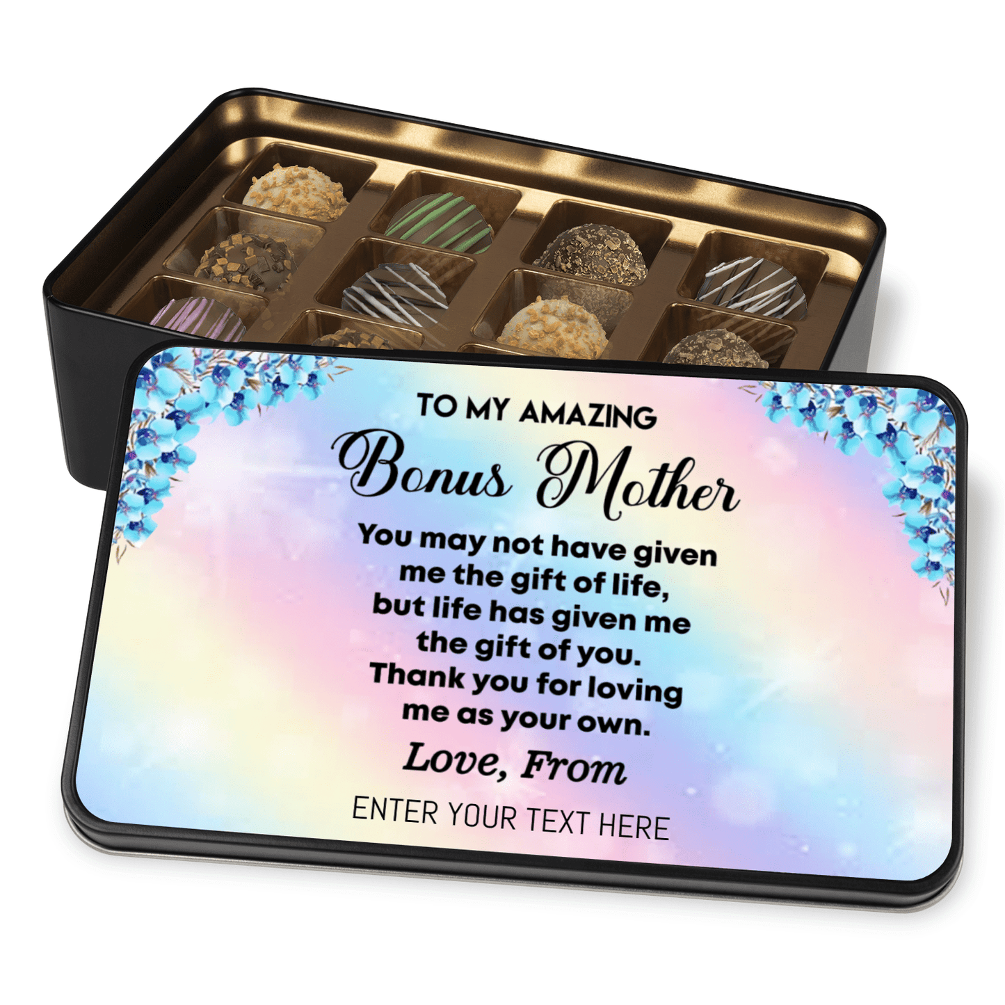 Amazing Bonus Mom Personalized Gift, Raspberry Truffle with Dark Chocolate Gift For Bonus Mom