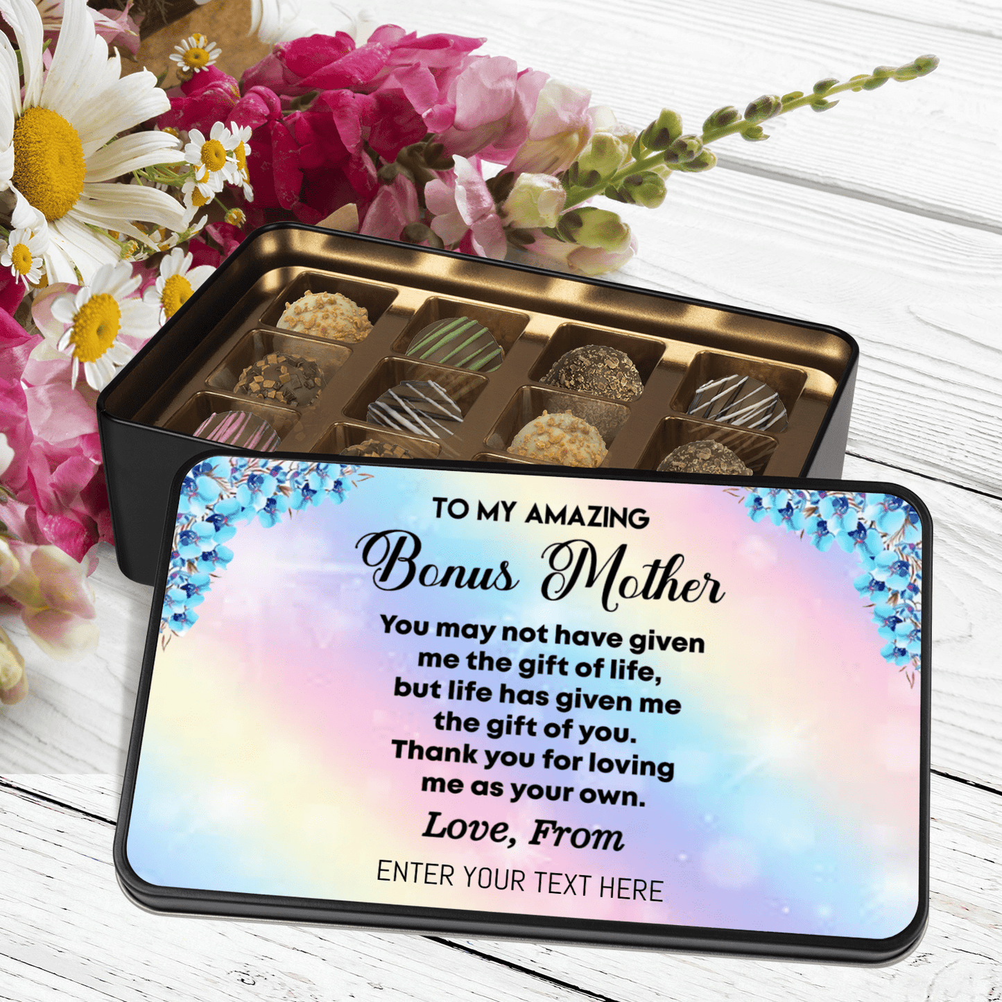 Amazing Bonus Mom Personalized Gift, Raspberry Truffle with Dark Chocolate Gift For Bonus Mom