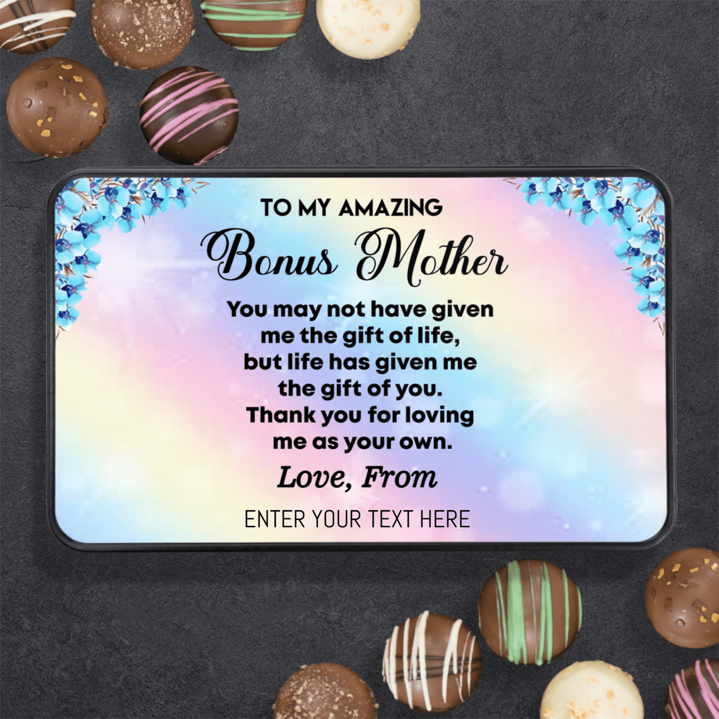 Amazing Bonus Mom Personalized Gift, Raspberry Truffle with Dark Chocolate Gift For Bonus Mom
