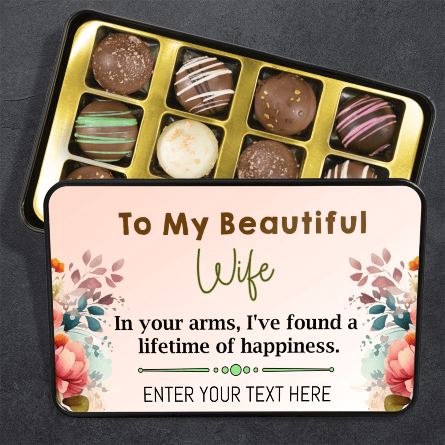 Excellent Gift for Beautiful Wife, Best Anniversary Gift for Wife, Caramel Milk Chocolate Truffle, Best Personalized Gift For Wife