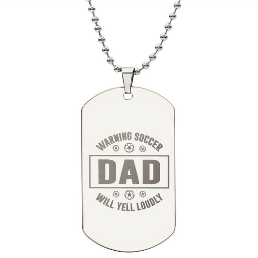 Excellent Gift For Soccer Dad, Engraved Dog Tag Necklace For Soccer Dad