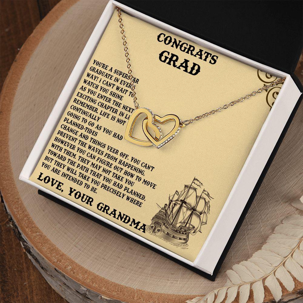Congrats Grad Gift from Grandma, Interlocking Hearts necklace - Shine-Smart