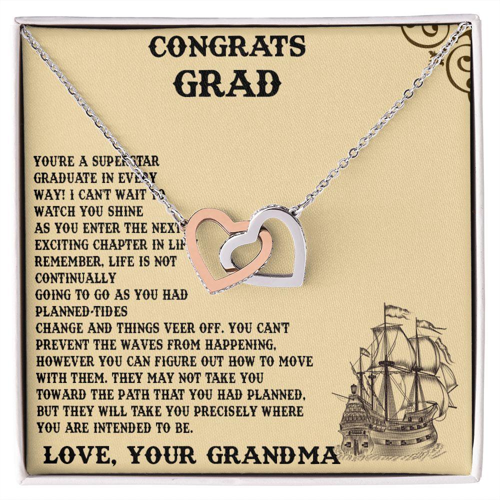 Congrats Grad Gift from Grandma, Interlocking Hearts necklace - Shine-Smart