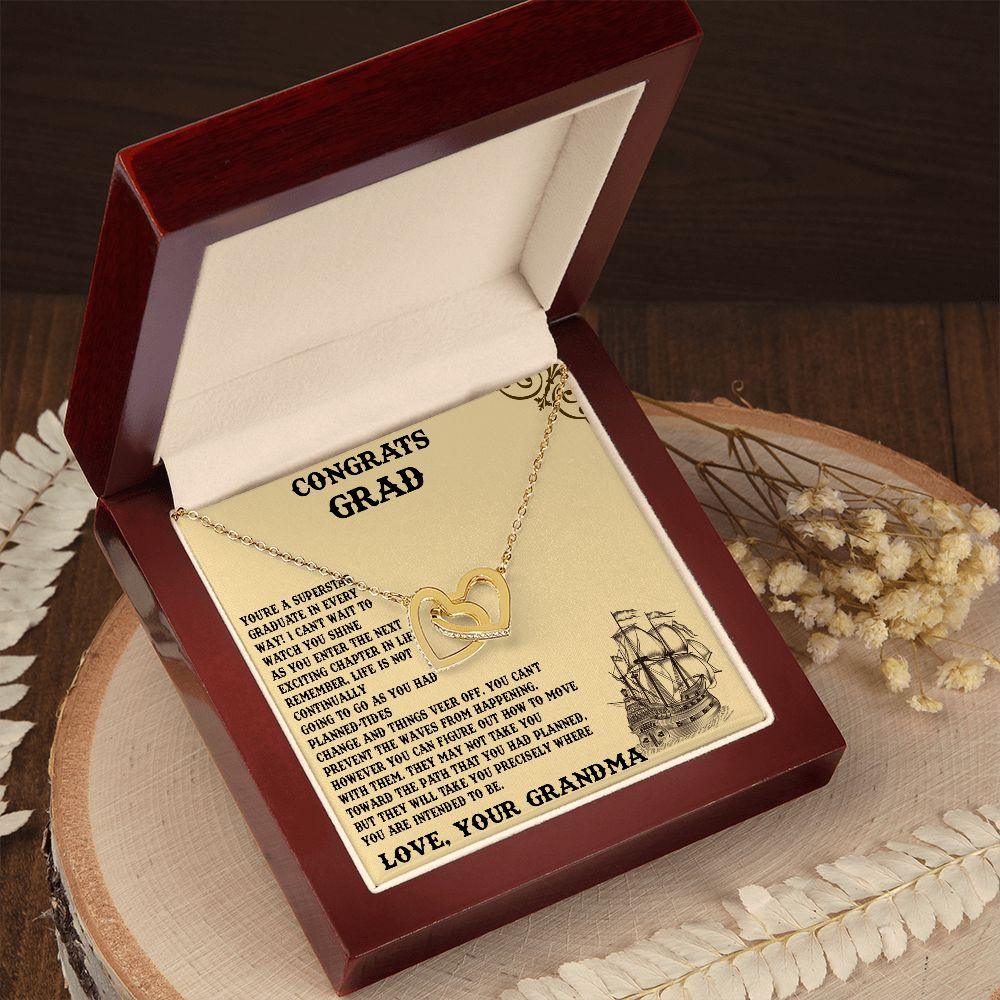 Congrats Grad Gift from Grandma, Interlocking Hearts necklace - Shine-Smart