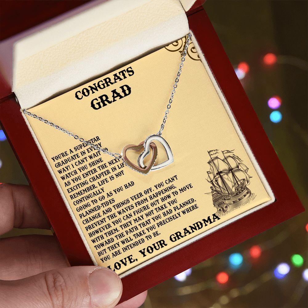 Congrats Grad Gift from Grandma, Interlocking Hearts necklace - Shine-Smart