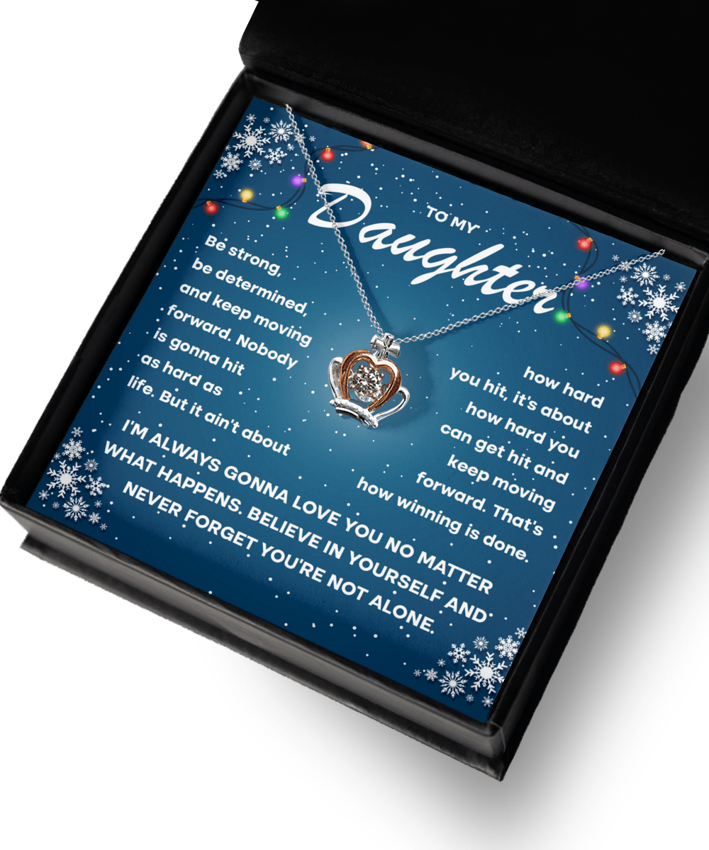 Daughter- keep Moving Forward Crown Necklace