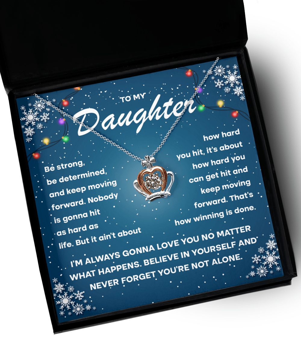 Daughter- keep Moving Forward Crown Necklace