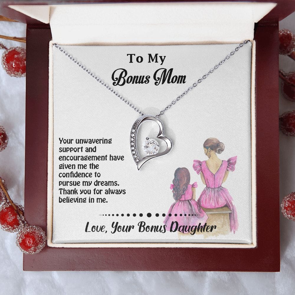 Forever Love Necklace Gift For Bonus Mom, Excellent Gift For Bonus Mom