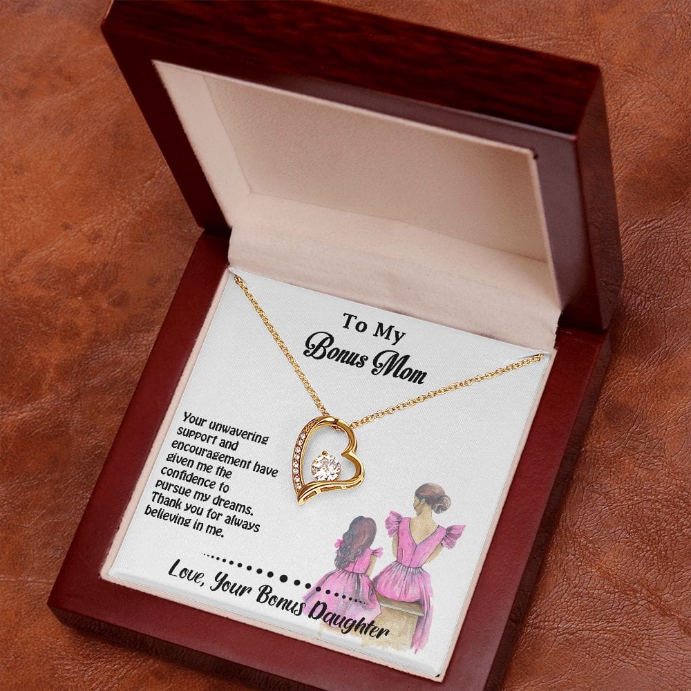 Forever Love Necklace Gift For Bonus Mom, Excellent Gift For Bonus Mom