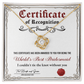 Bridesmaide certificate of recognition