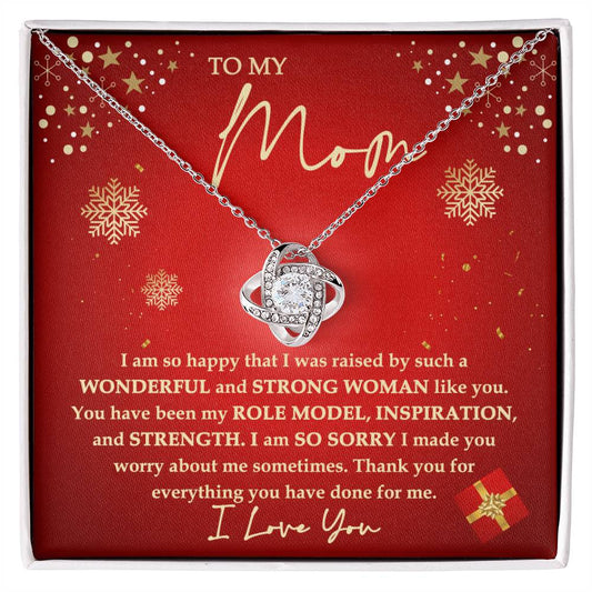 Mom - Strong Woman- Love knot Necklace