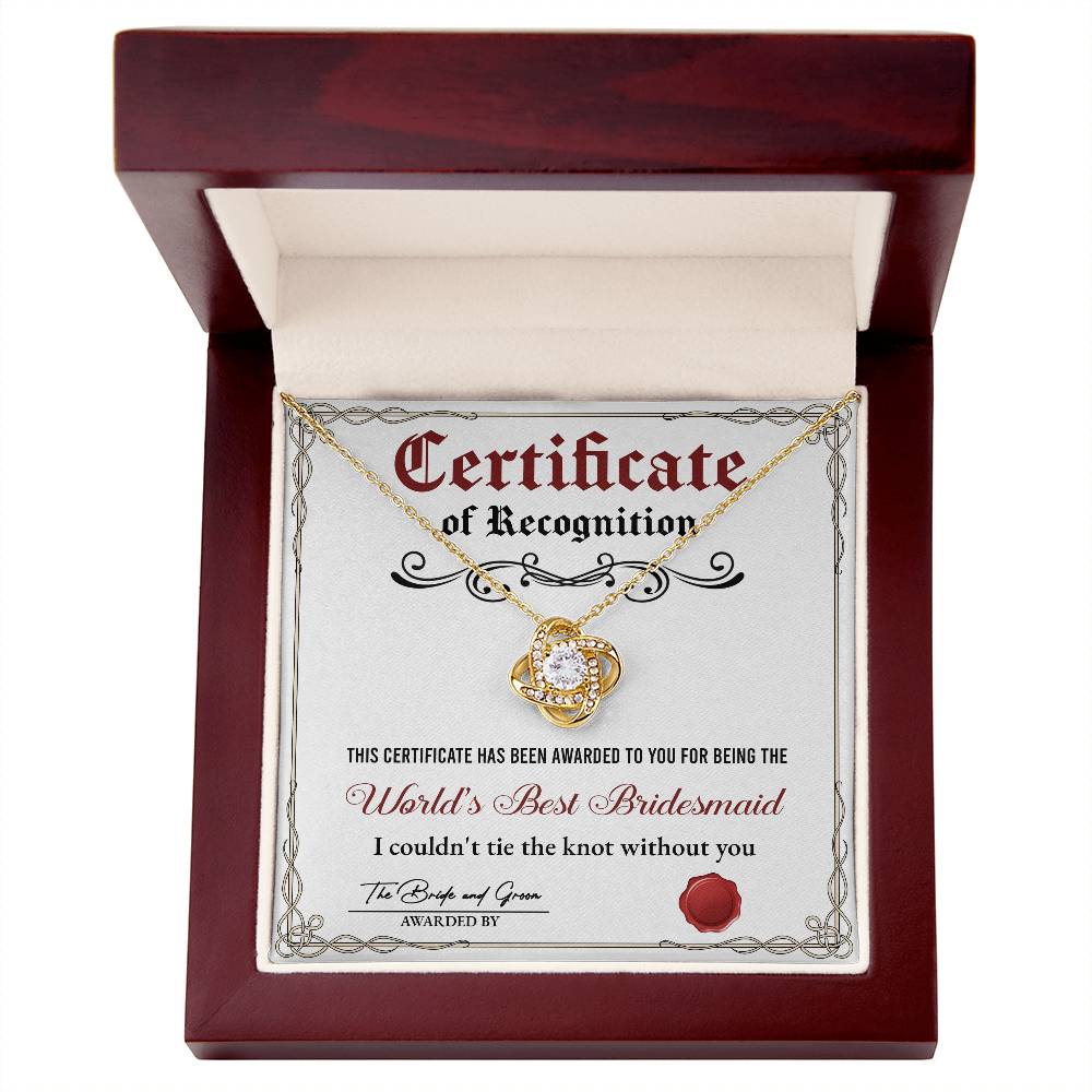 Bridesmaid-Certificate of Recognition