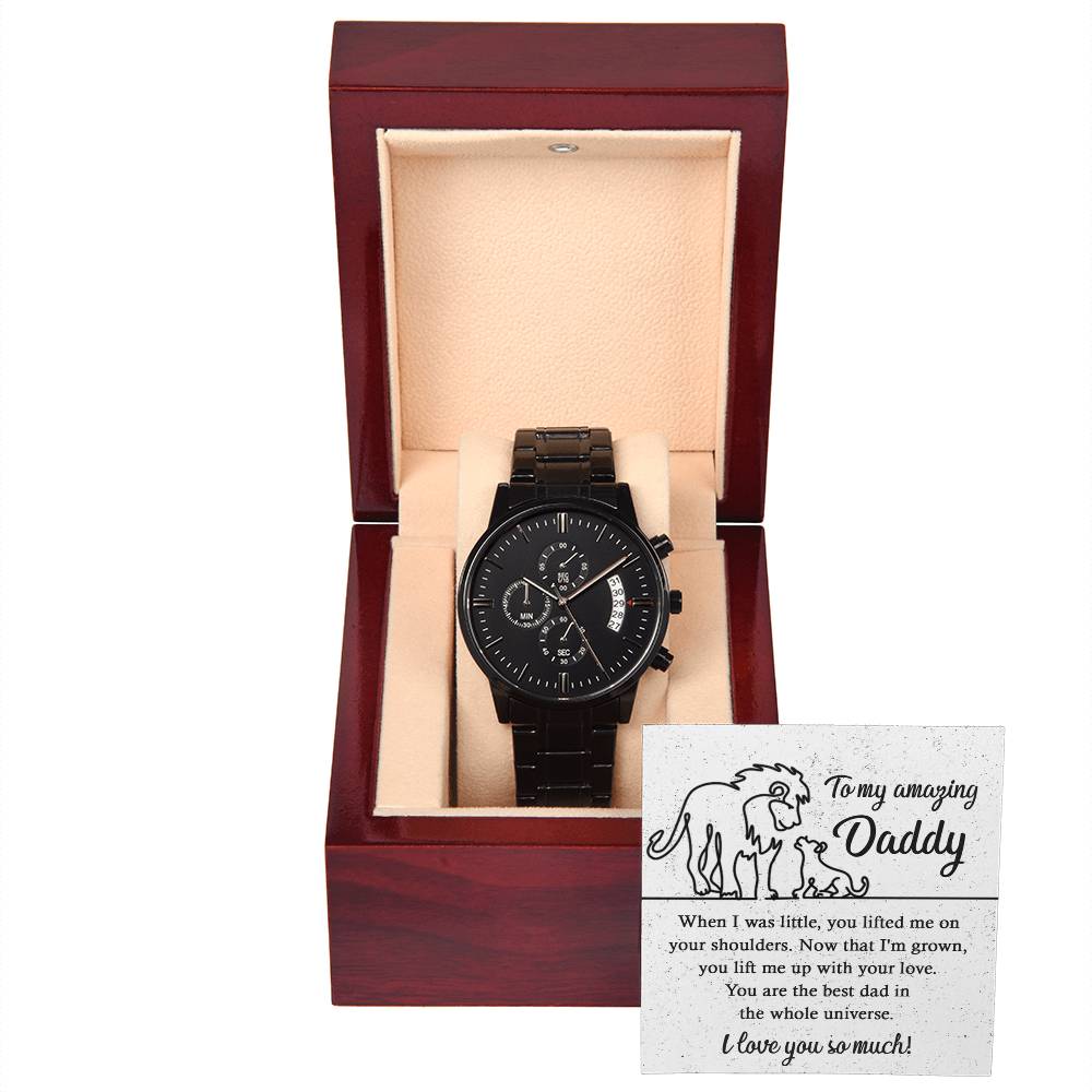 Dad-On Your Shoulders-Metal Chronograph Watch