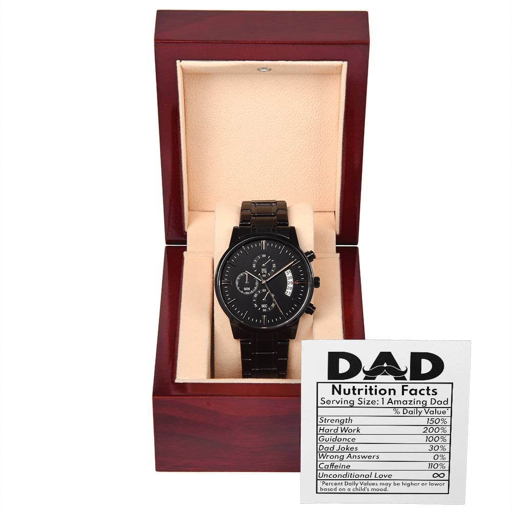 Dad-Nutrition Facts-Metal Chronograph Watch