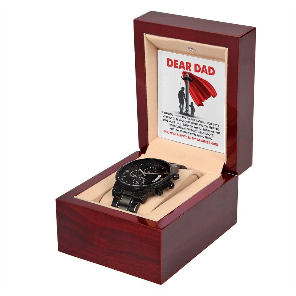 Dad-My Greatest Hero-Metal Chronograph Watch