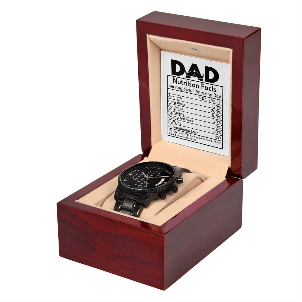 Dad-Nutrition Facts-Metal Chronograph Watch