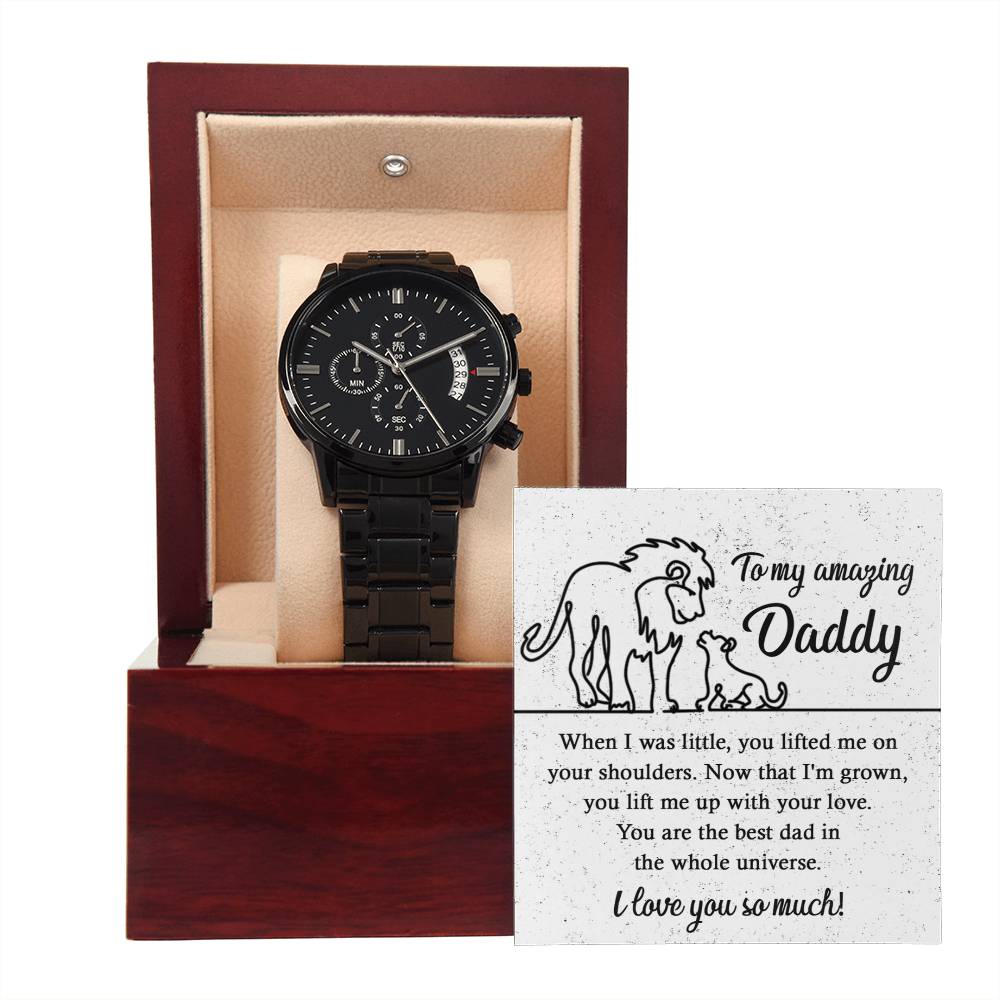 Dad-On Your Shoulders-Metal Chronograph Watch