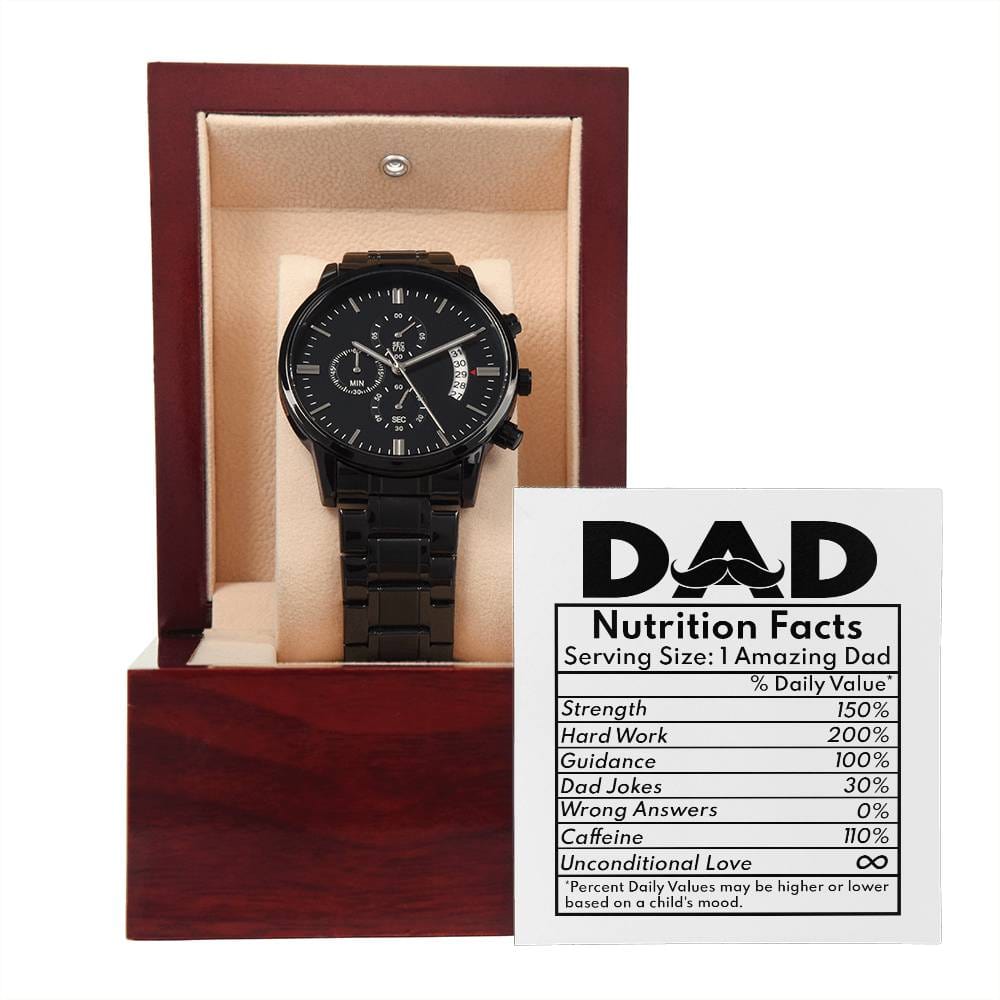 Dad-Nutrition Facts-Metal Chronograph Watch