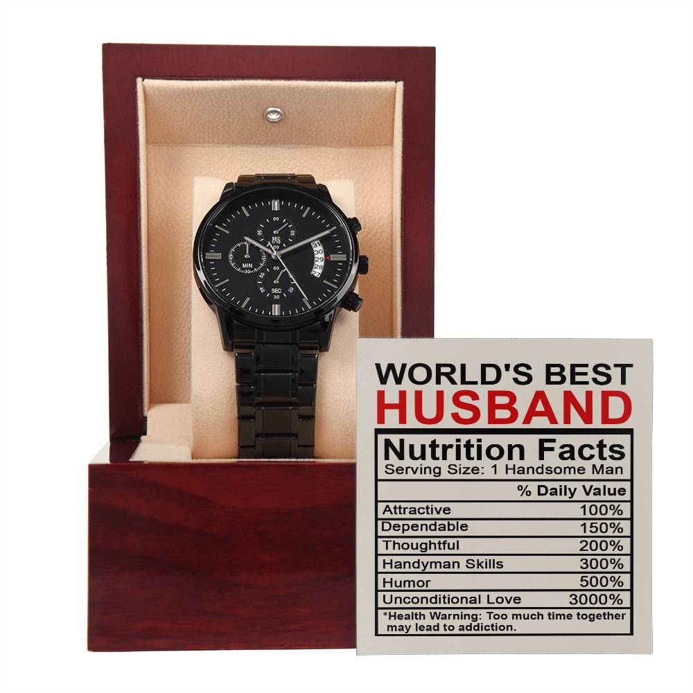 Husband-Nutrition Facts-Metal Chronograph Watch