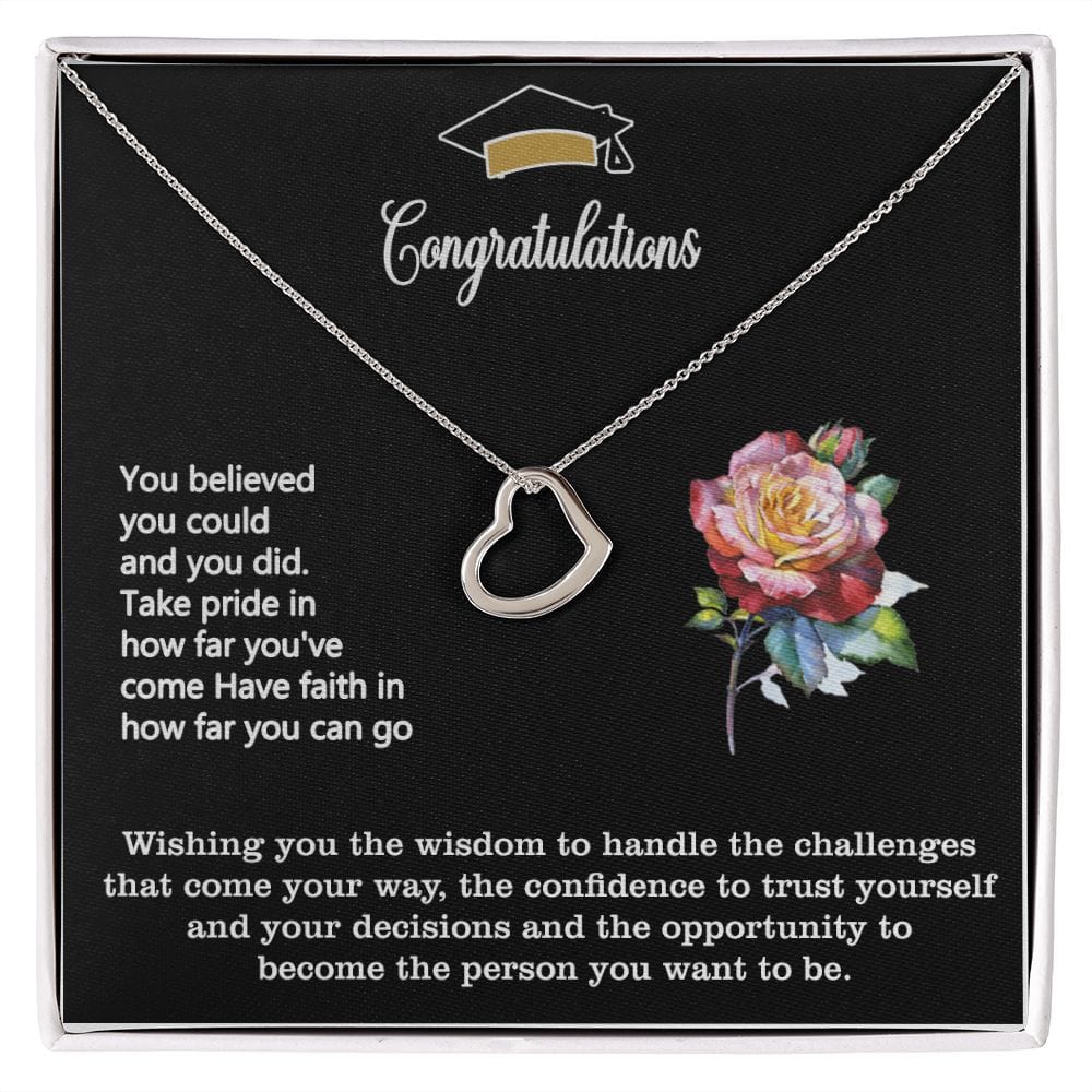 Amazing Congratulations Gift, Best Gift For Graduation, Delicate Heart Necklace