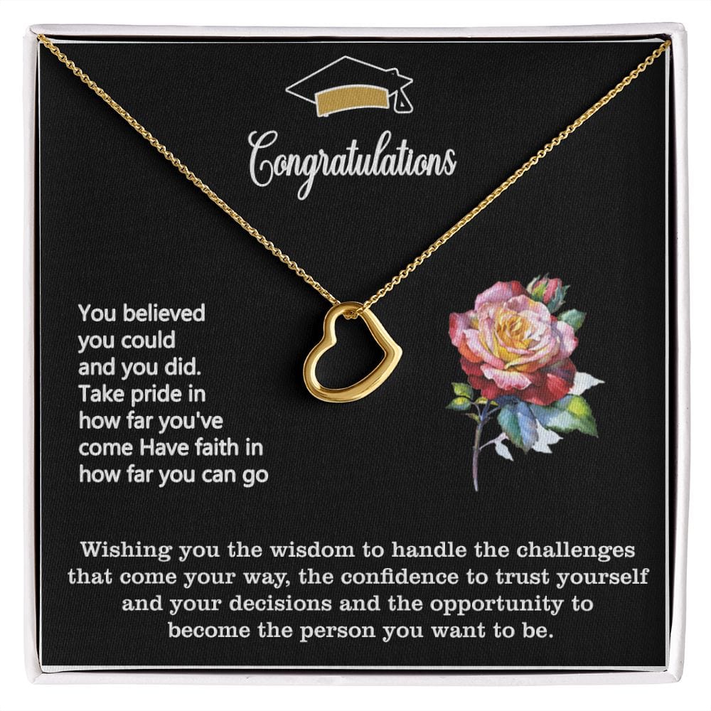 Amazing Congratulations Gift, Best Gift For Graduation, Delicate Heart Necklace