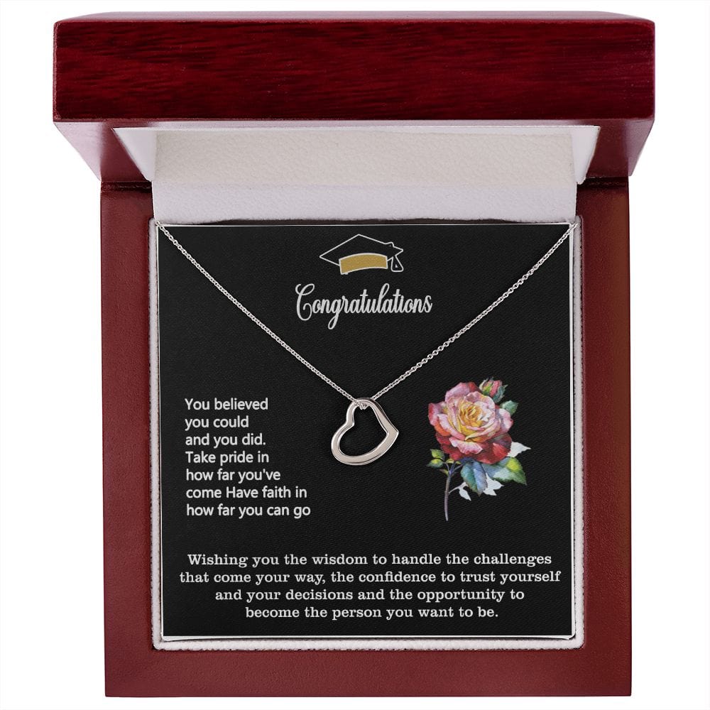 Amazing Congratulations Gift, Best Gift For Graduation, Delicate Heart Necklace