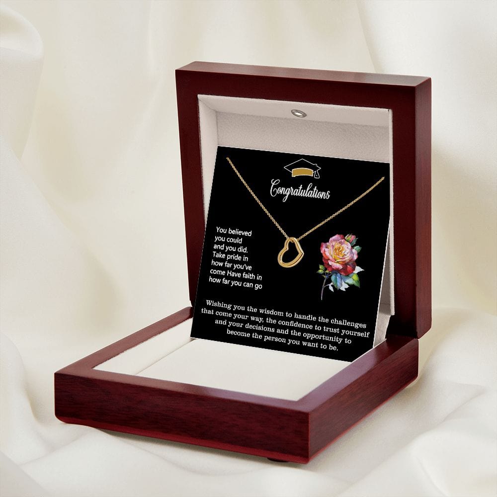 Amazing Congratulations Gift, Best Gift For Graduation, Delicate Heart Necklace